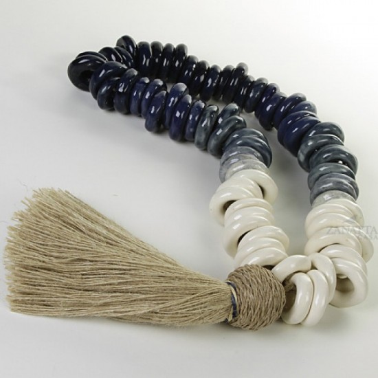 PENDENTE ARGOLA AZUL E FAIANCA TAY DAY