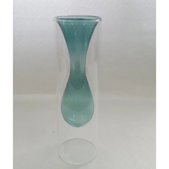 VASO DE VIDRO AZUL DUPLO TRANSP VASO DE VIDRO AZUL DUPLO TRANSP