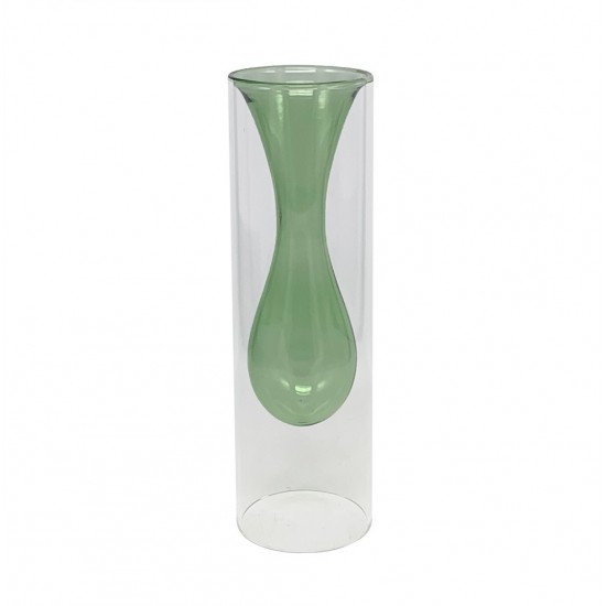 VASO DE VIDRO VERDE DUPLO GOTA TRANSP