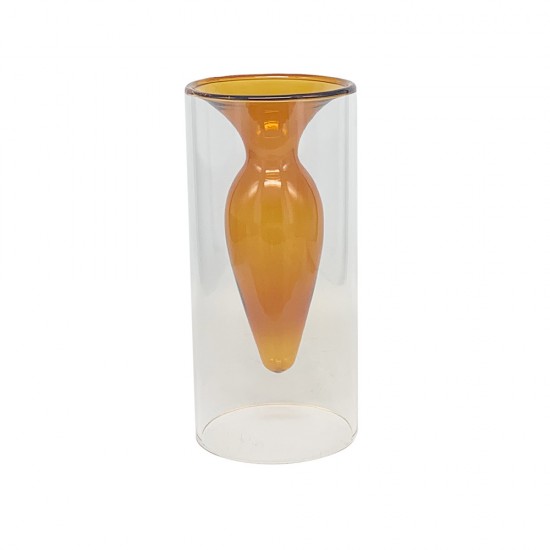 VASO DE VIDRO AMBAR DUPLO TRANSP