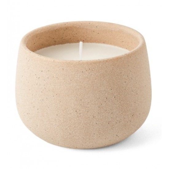 VELA C/ SUPORTE EM CERAMICA BEGE