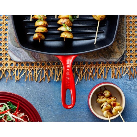 GRELHA QUADRADA VERMELHA 26CM - LE CREUSET
